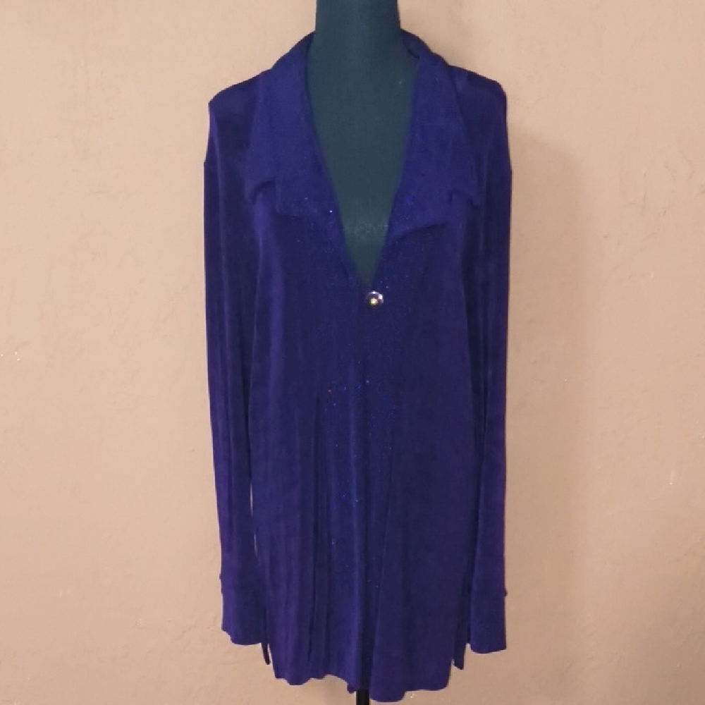 Picadilly Fashion Purple Blazer With Sparkling Lapels Size Large